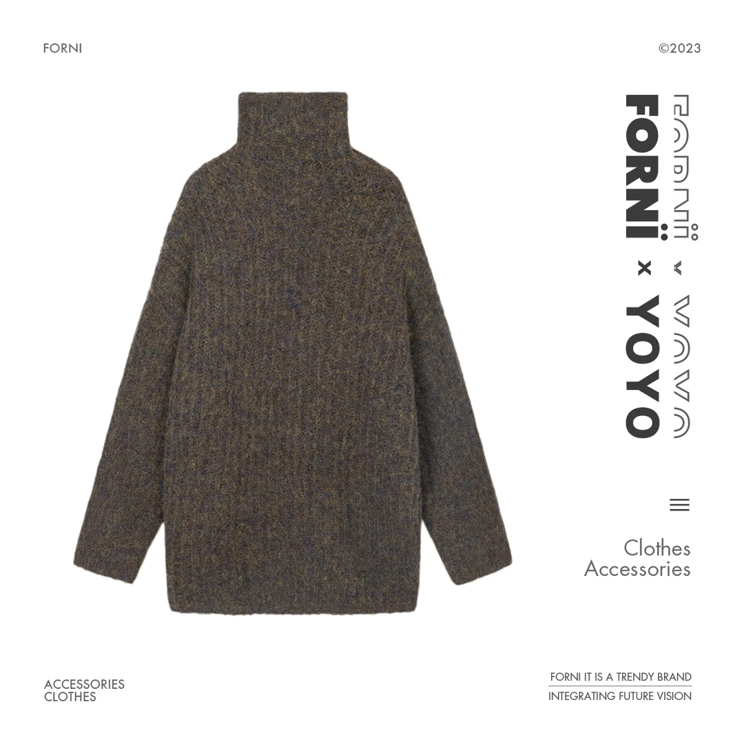 FORNI x YOYO 定格美丽 气质都市百搭款慵懒风高领套头羊驼毛毛衣