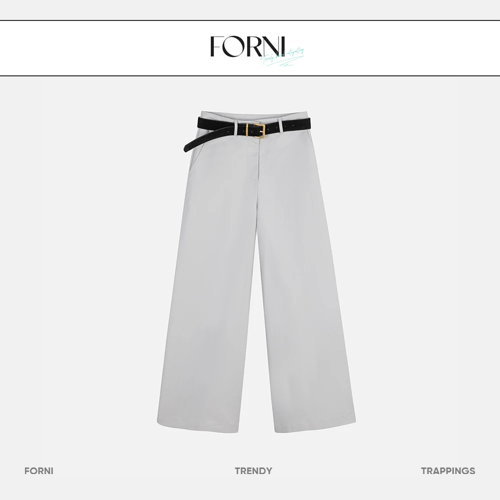 FORNI 随你喜厌 纯棉简约纯色西装裤气质休闲裤时尚女士宽松通勤