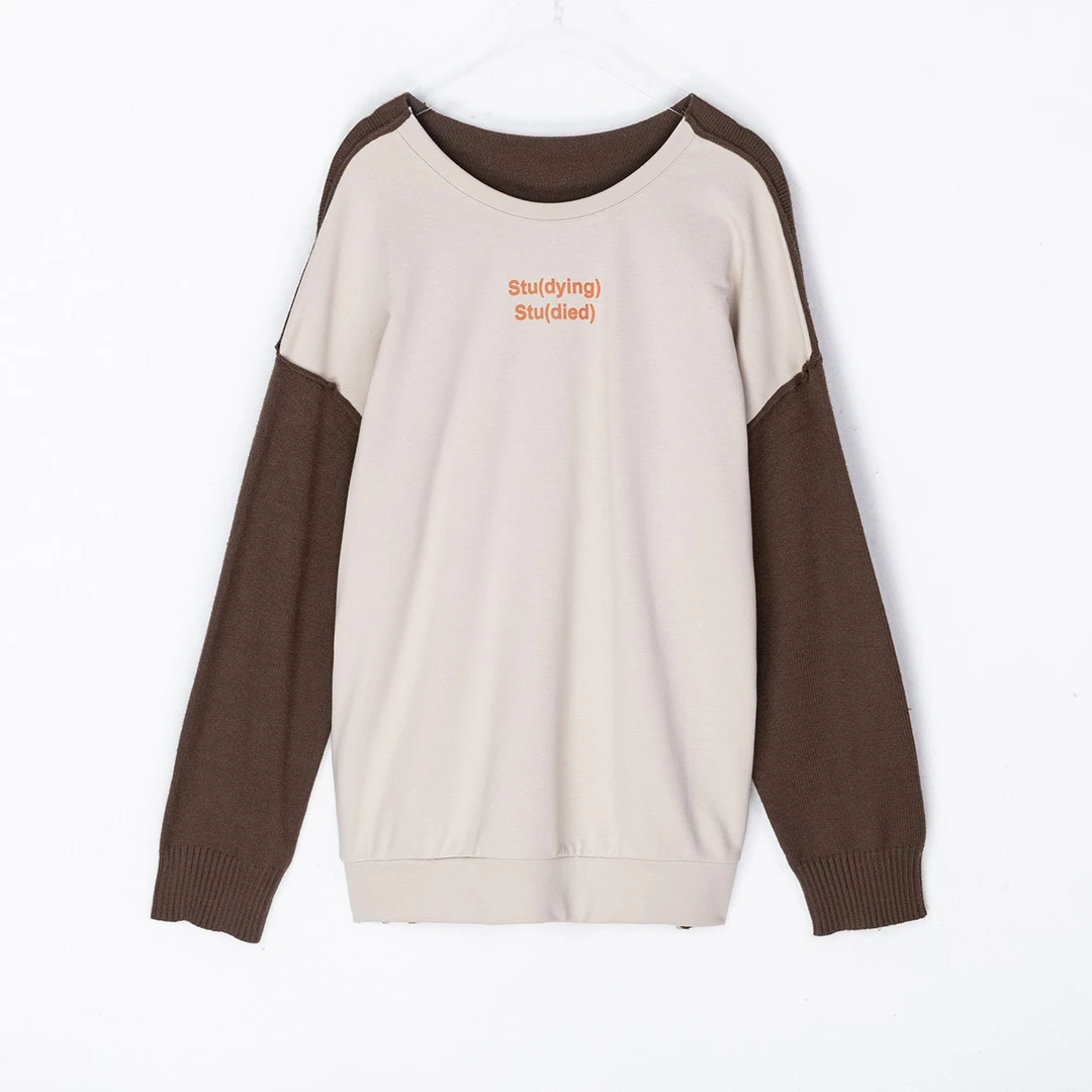 FORNI 一起逃课吗 撞色字母上衣