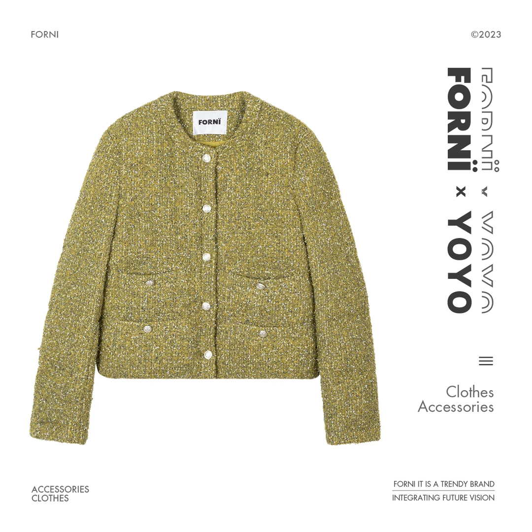 FORNI x YOYO 巴黎宴会 保暖御寒国标90绒金线编织重工绵羊毛外套