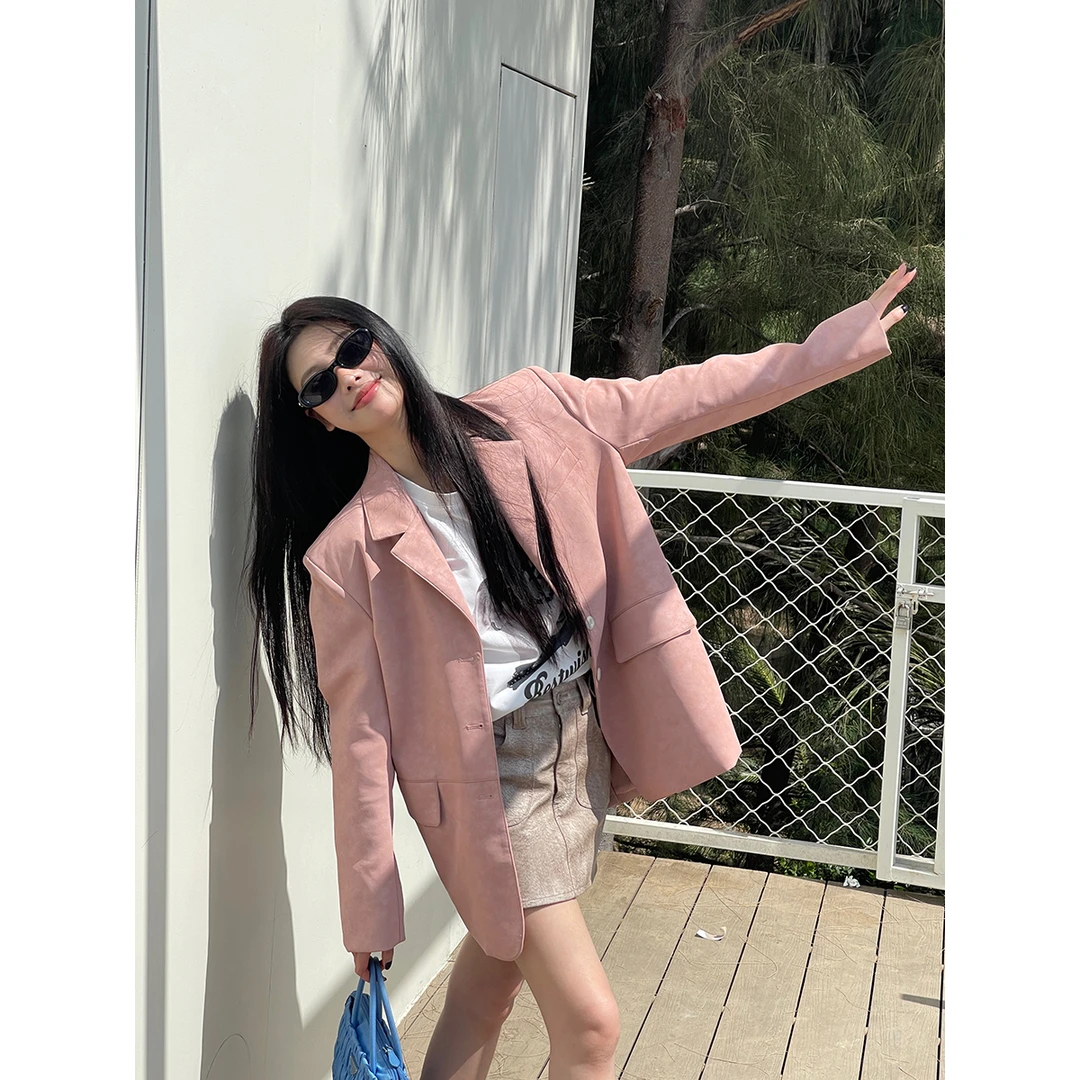 FORNI x YOYO 日落沙丘 复古皮面半裙气质时尚百搭春季显瘦半身裙