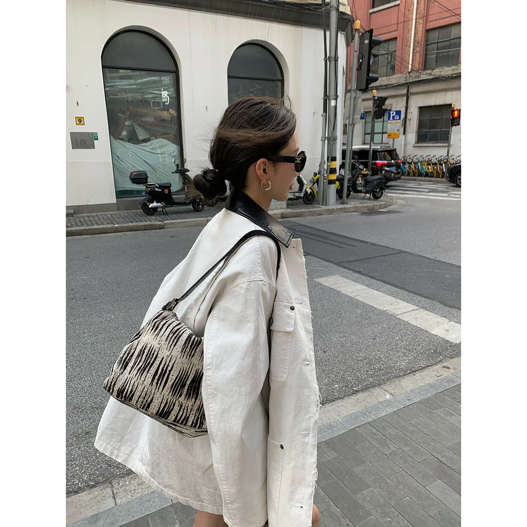 FORNI  几许秋意落 纯棉皮领衬衫外套气质时尚休闲百搭女士