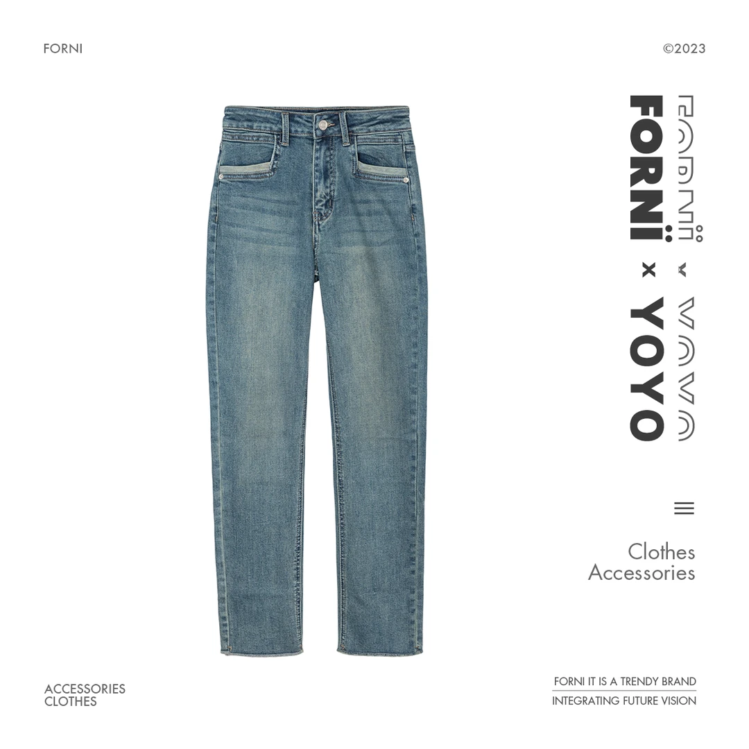 FORNI x YOYO 方口袋牛仔裤