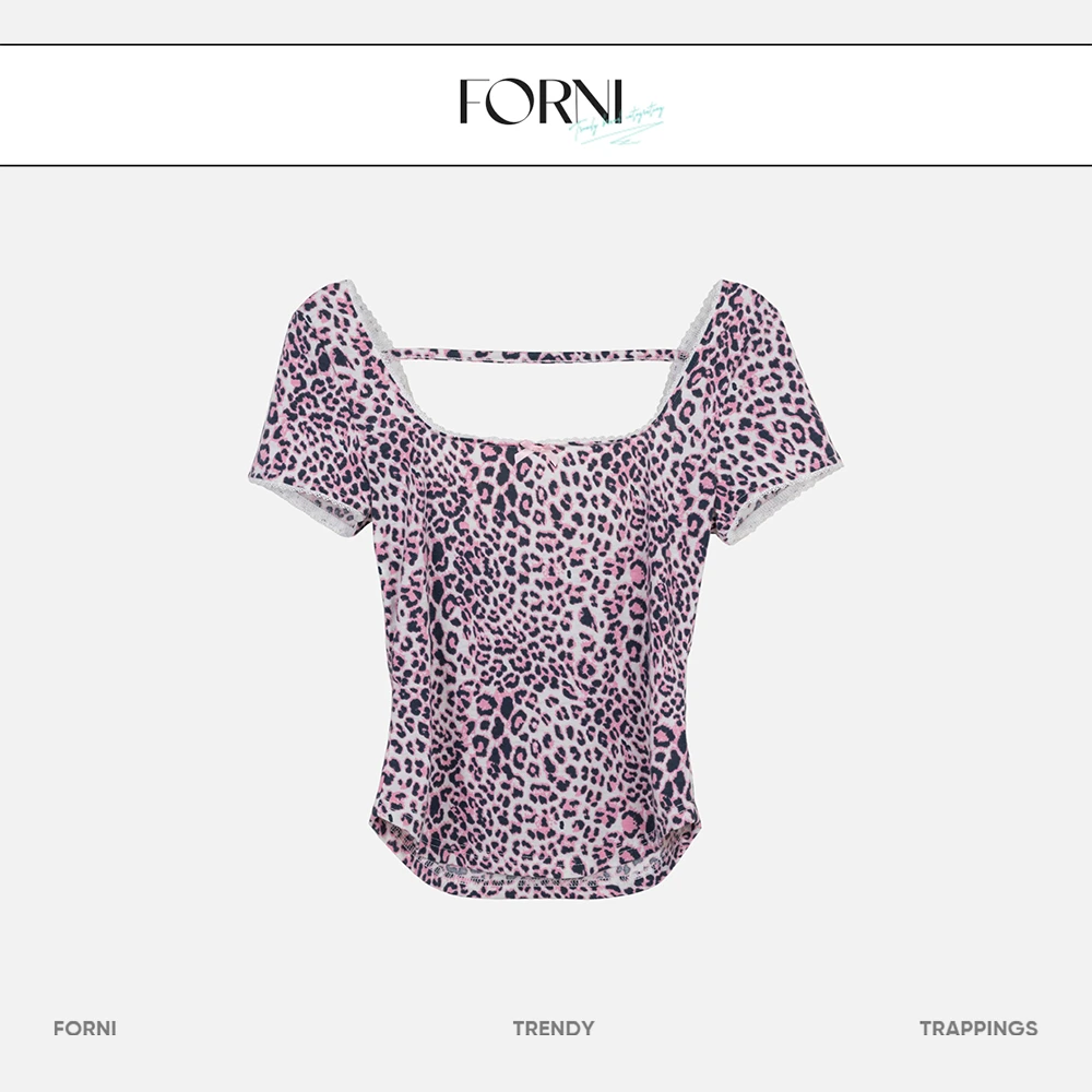 FORNI x YOYO 意识狩猎 豹纹蕾丝短袖舒适ins小众设计感