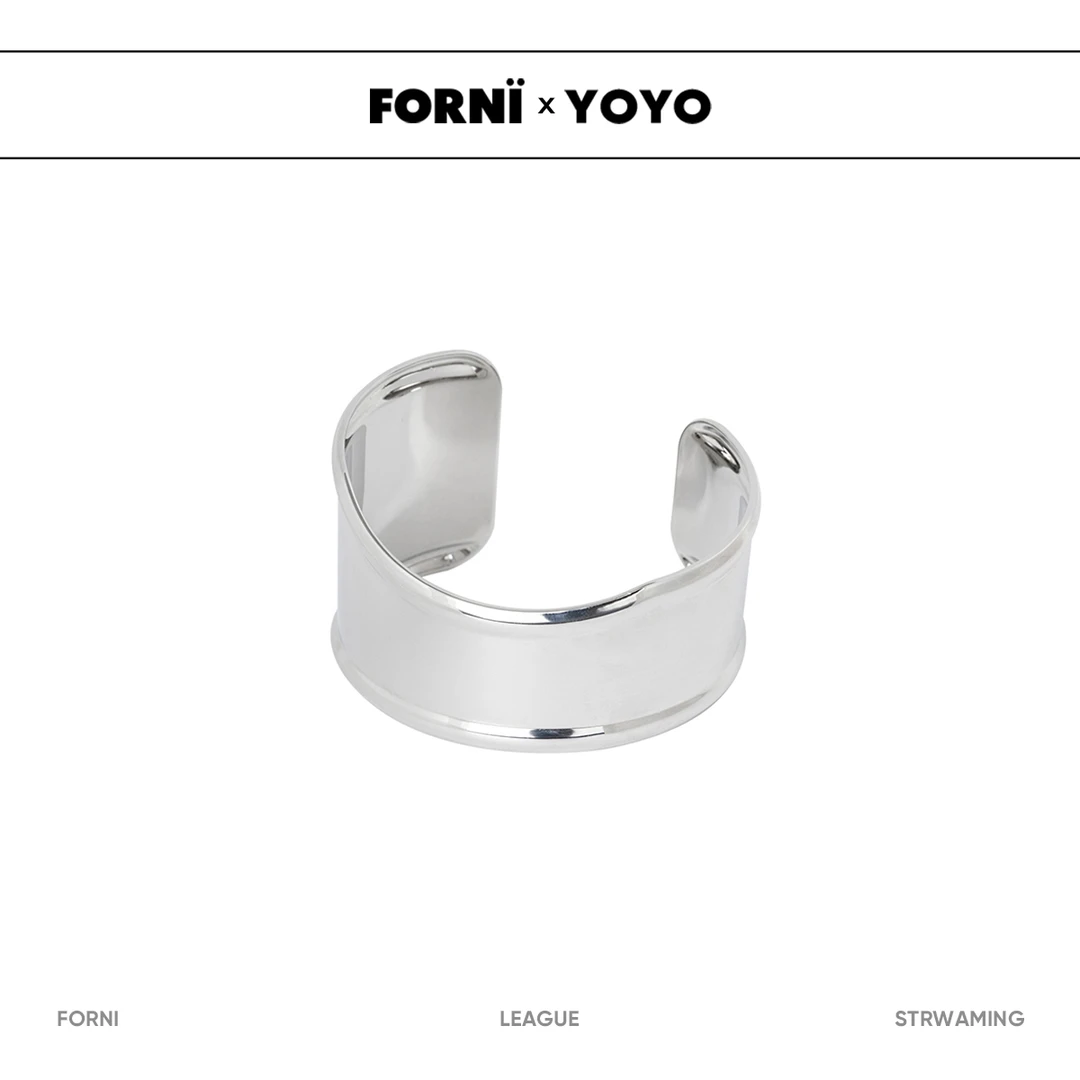 铜合金手镯 FORNI  设计感轻奢个性不规则弧线宽边开口手镯