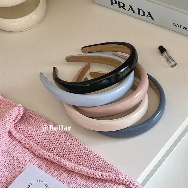 复古粉色pu皮发箍女新款高颅顶压发头箍发窟宽边洗脸发捆发卡头饰