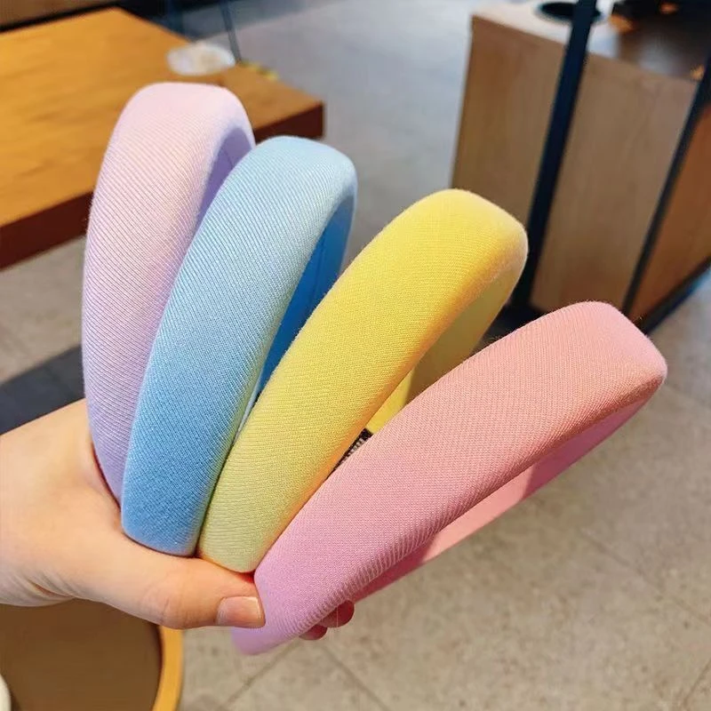 4个装糖果色头发高颅顶后脑勺抓夹无痕发箍彩色系宽边发捆