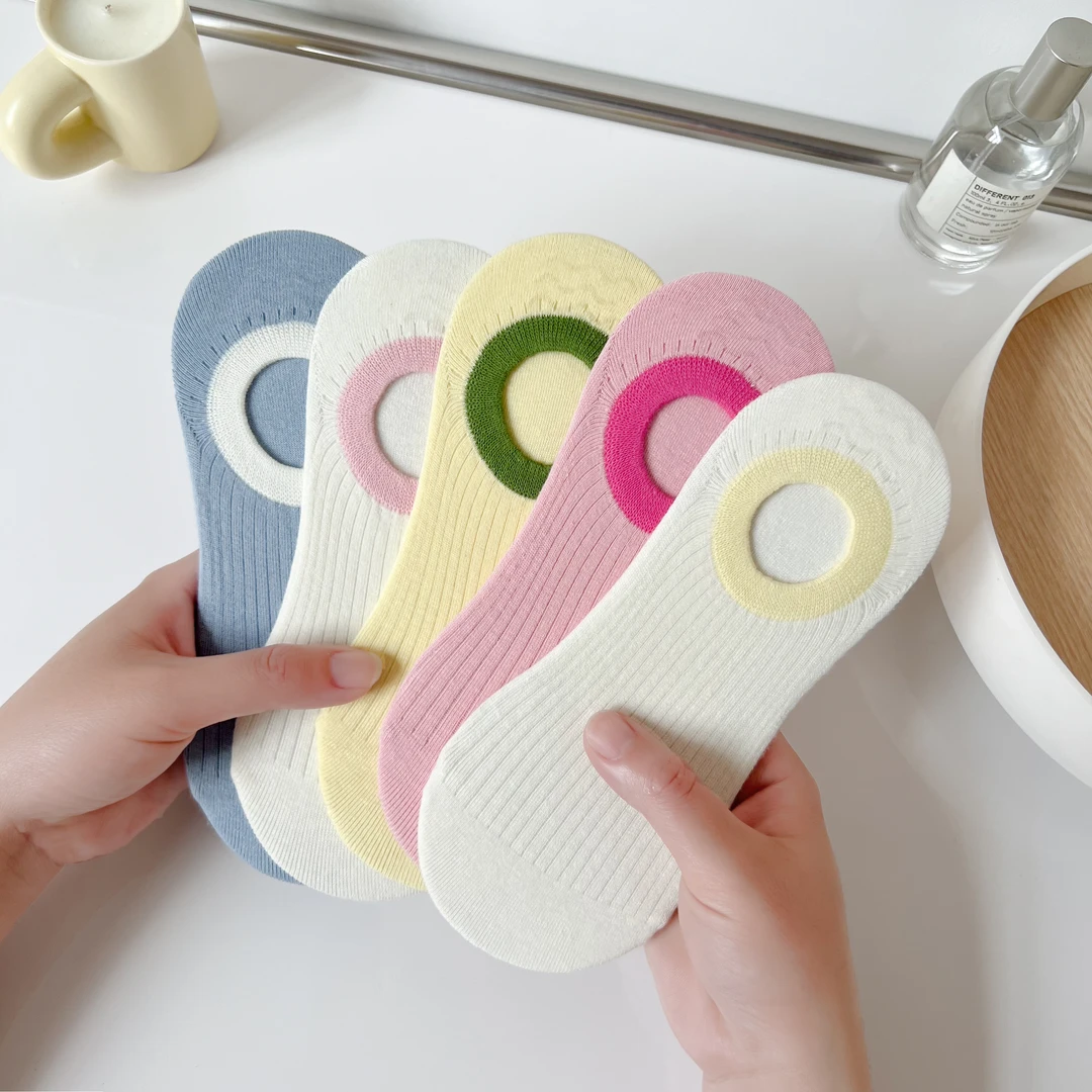 一家袜子   马卡龙色女棉隐形袜夏季透气浅口薄款不掉跟韩系短袜