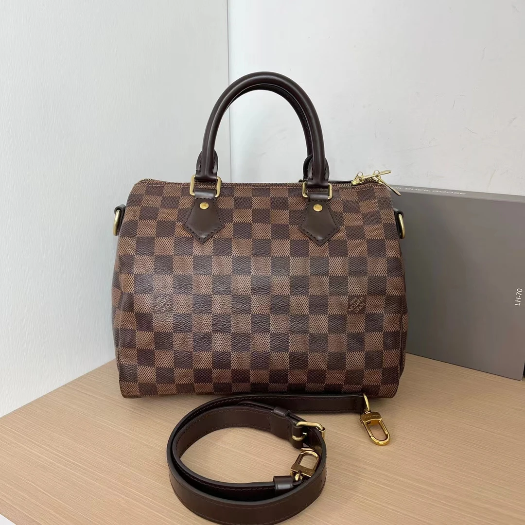 95新 LouisVuitton/路易威登 10324585 LVs棕棋盘格peedy25肩带款
