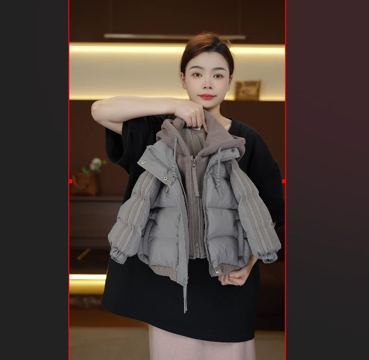 2025儿童穿搭潮流时尚休闲加棉加厚连帽保暖冬季洋气棉服58282