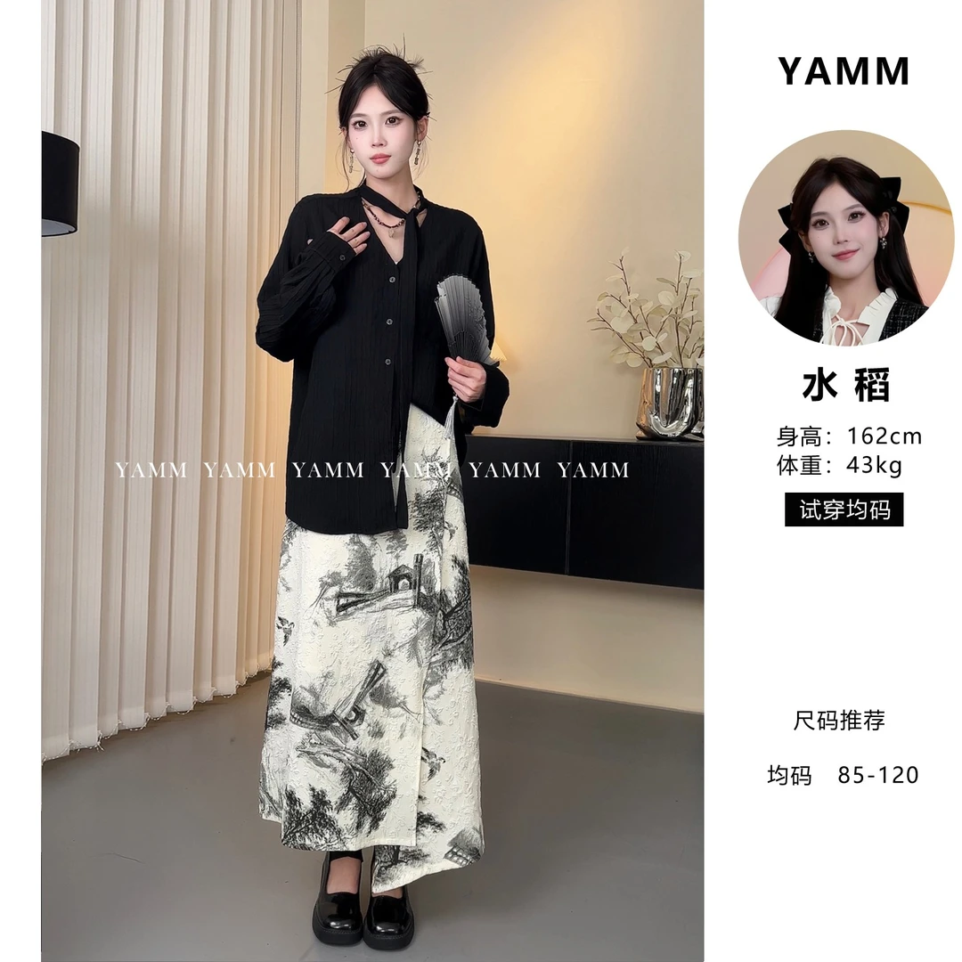 YAMM~「水墨烟雨」设计感衬衫