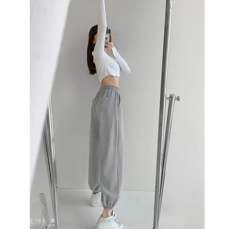 2025新款宽松休闲运动裤女春秋小个子束脚休闲冬季加绒卫裤哈伦裤