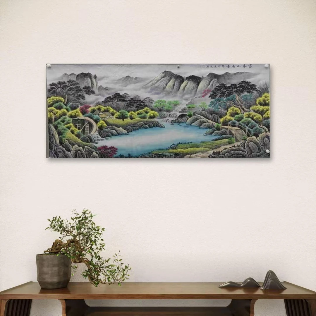 康廷英-手绘国画-2-2-富春山居-八尺-托底-客厅办公室挂画