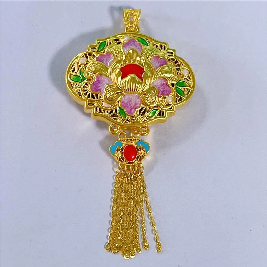 福满圆珠宝1 足金 花开富贵如意流苏吊坠 多样性发一件