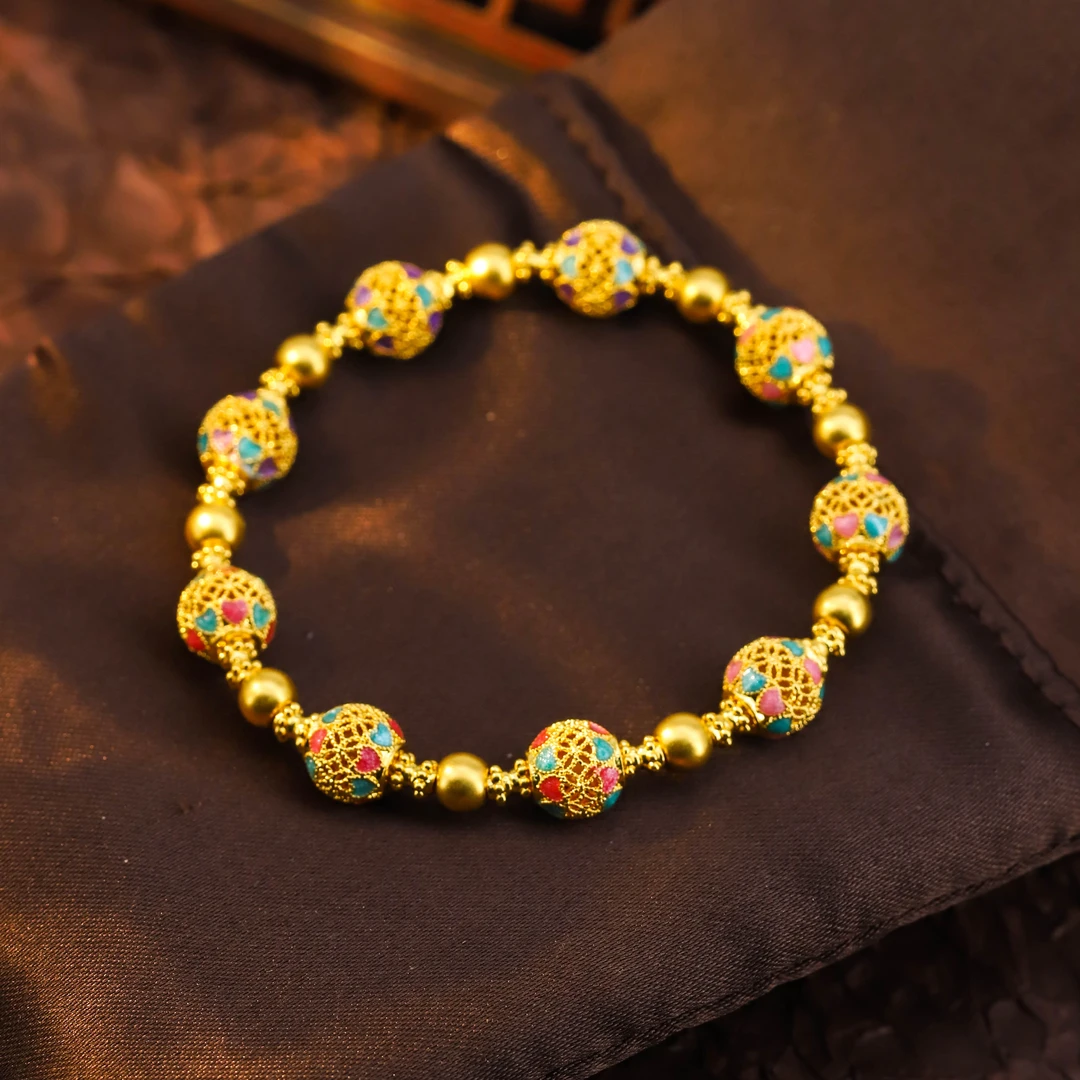 福满圆珠宝1 足金 镂空炫彩爱心手链