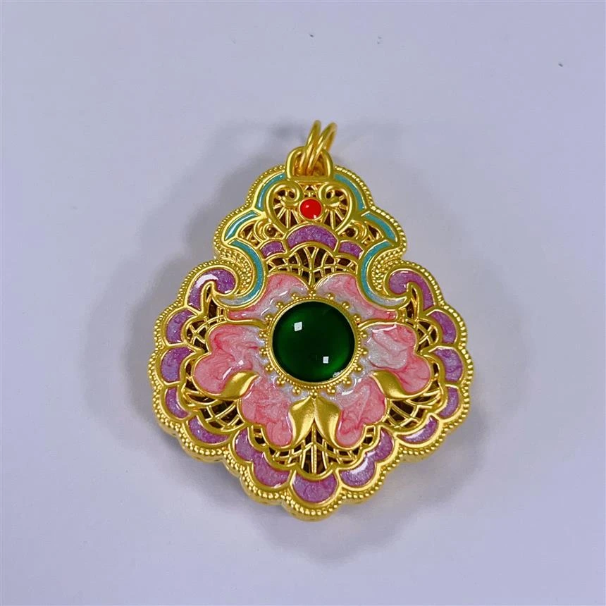 福满圆珠宝 足金  花丝国色牡丹锁包