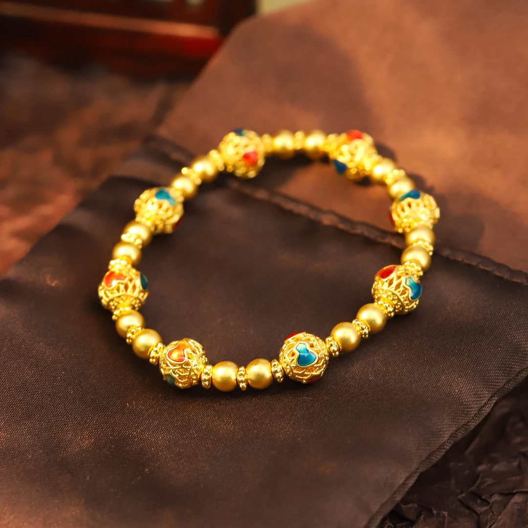 福满圆珠宝3 足金 花丝葫芦珠手串