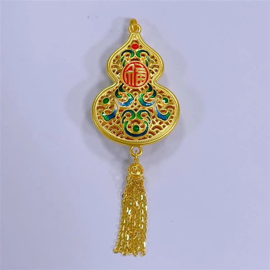 福满圆珠宝 足金 青花福字葫芦吊坠