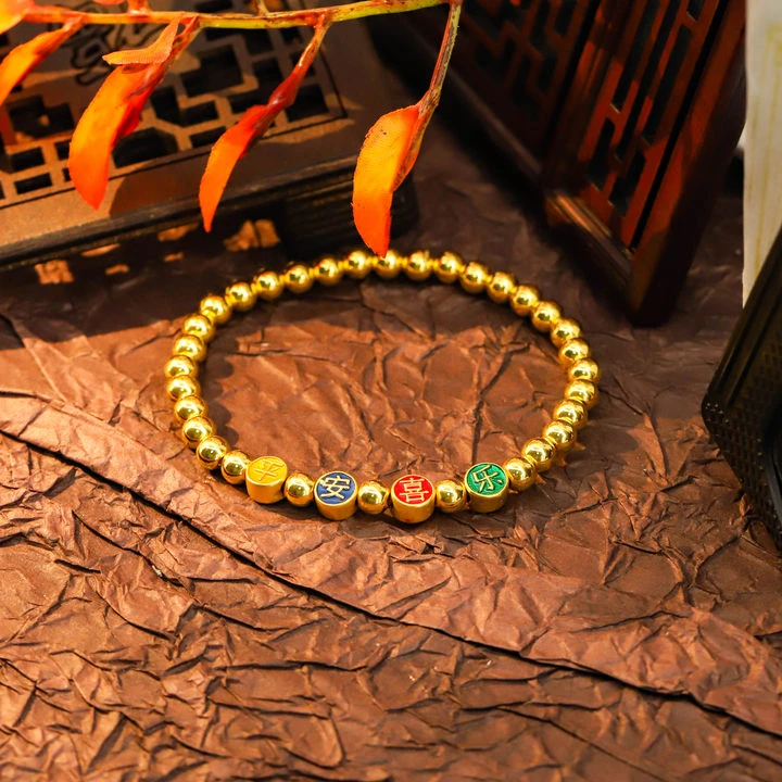 福满缘珠宝1 足金 平安喜乐卡5串珠手链 多样性发一件