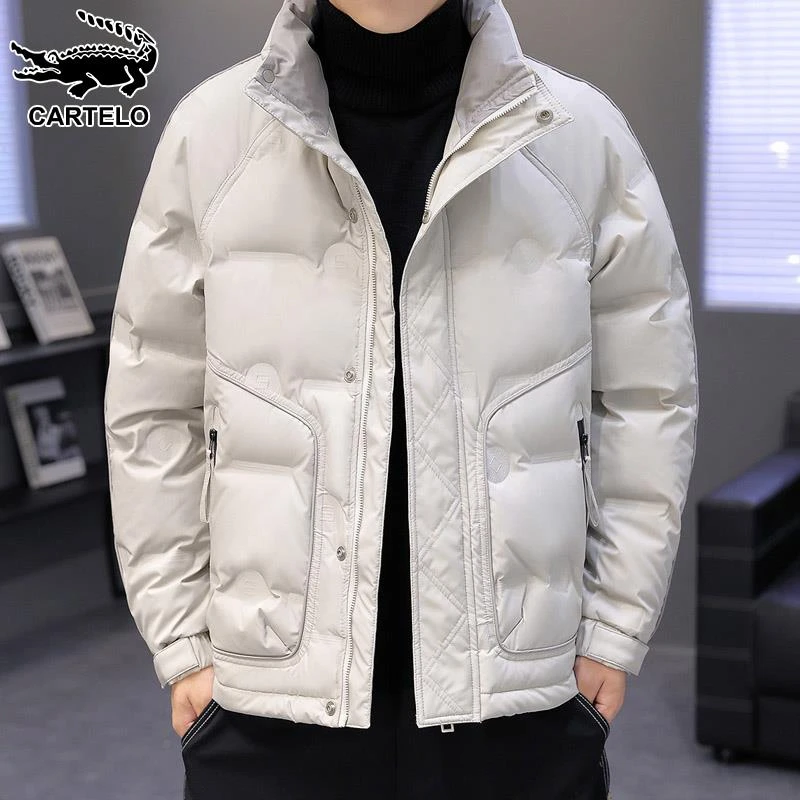 鳄鱼冬季羽绒服男士白鸭绒立领派克服休闲帅气轻薄羽绒衣外套男装