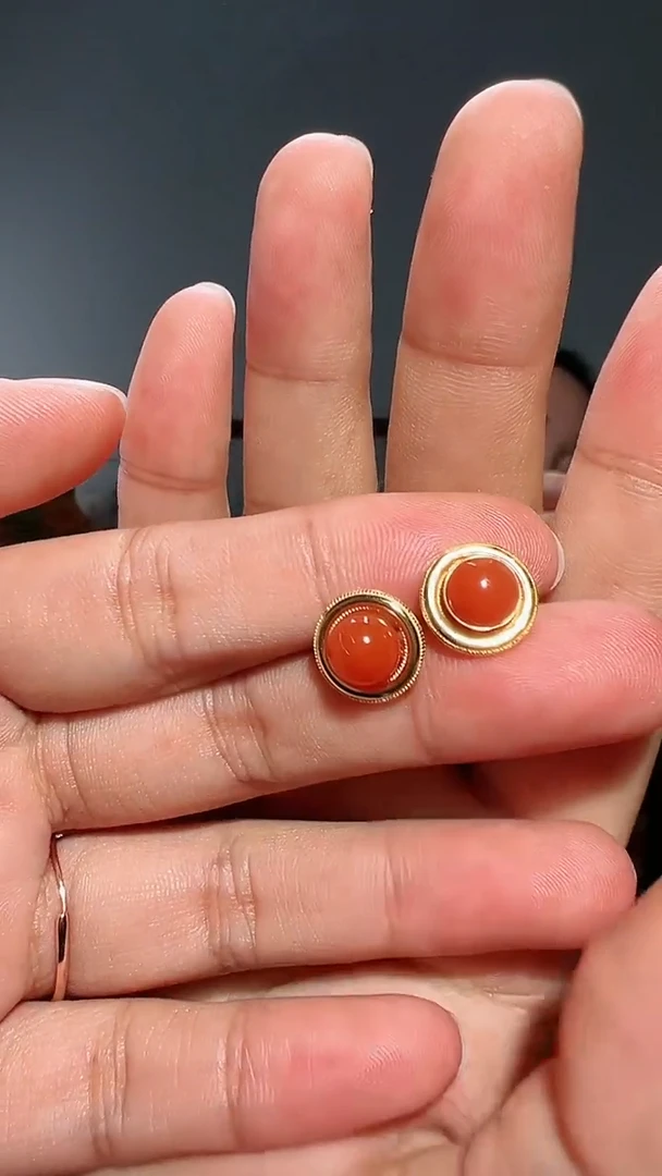 【闪购商品】南红玛瑙耳饰银S925镶嵌【吉殊阁珠宝原创设计】