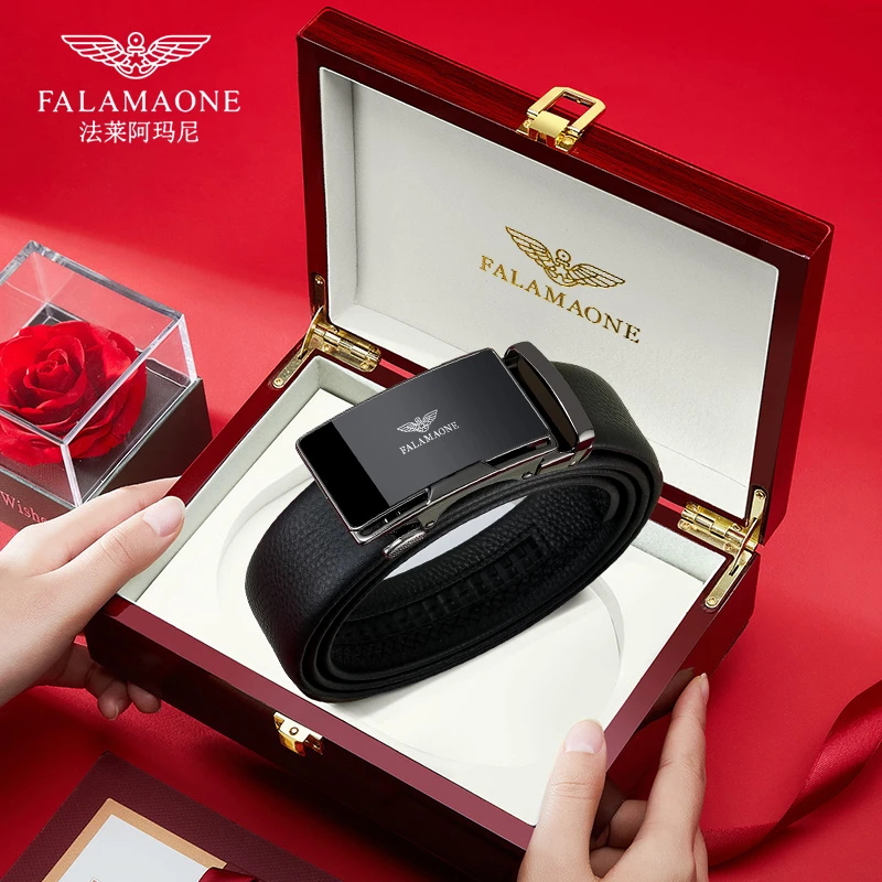 正品法莱阿玛尼皮带男款真皮高档时尚百搭牛皮奢侈品牌自动扣腰带