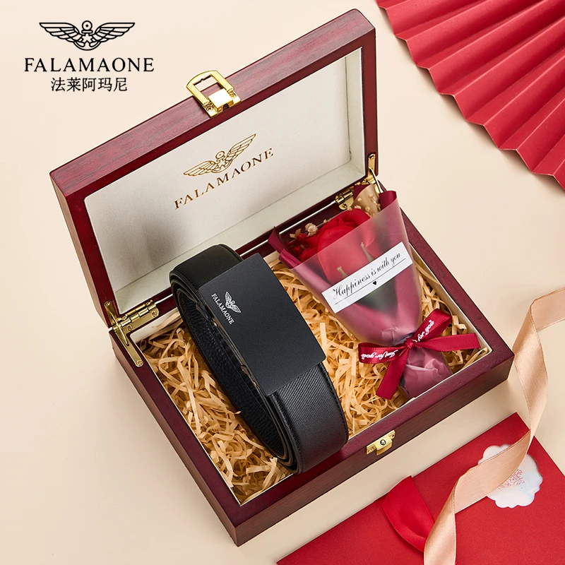 【男生礼物】专柜正品法莱阿玛尼男士高档牛皮带商务百搭内穿裤腰带