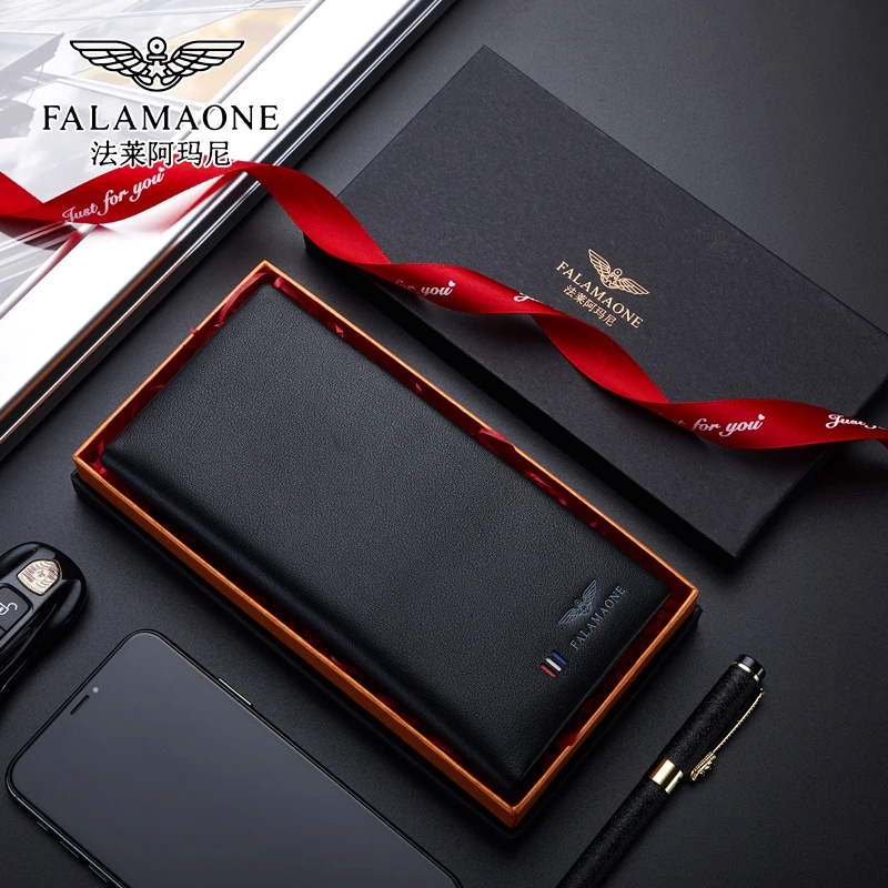 男生钱包2025新款法莱阿玛尼男士高档时尚长款卡包送老师生日礼物