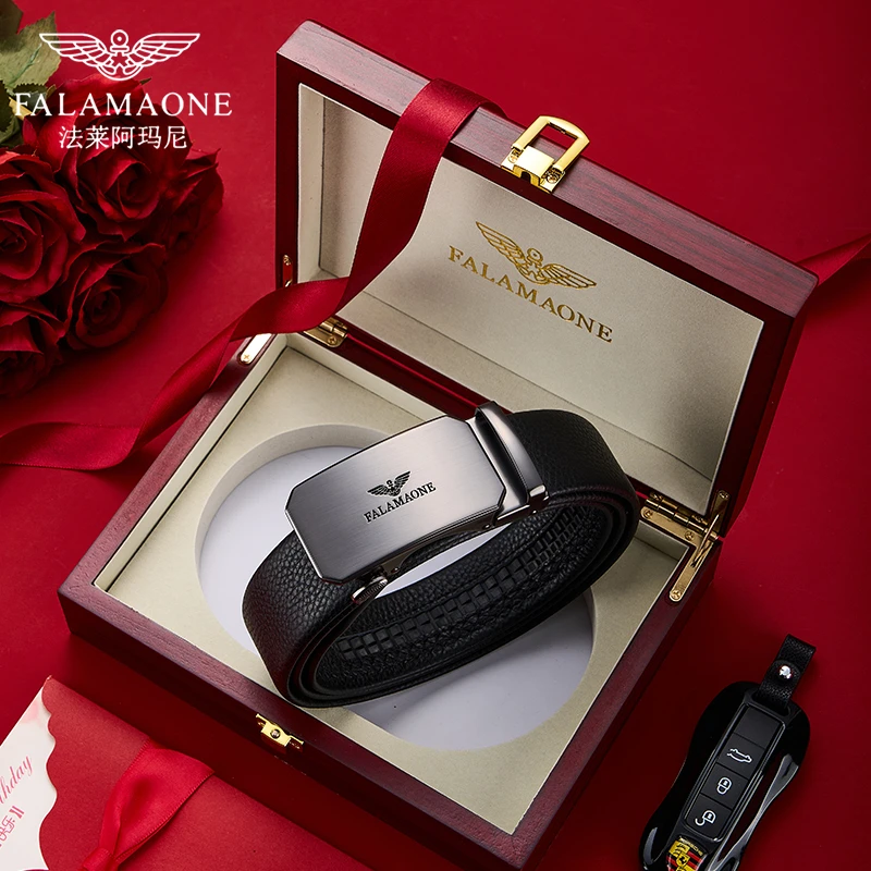 法莱阿玛尼男款真皮皮带爆款2025新款高档自动扣款腰带送男生礼物