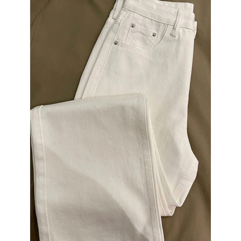 2023秋季新款百搭外穿白色修身显瘦九分裤子美式复古高腰牛仔裤女