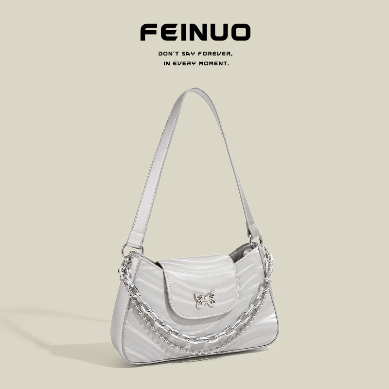 【FEINUO/妃诺】银色包包女2024新款小众品牌包单肩包爆款腋下包