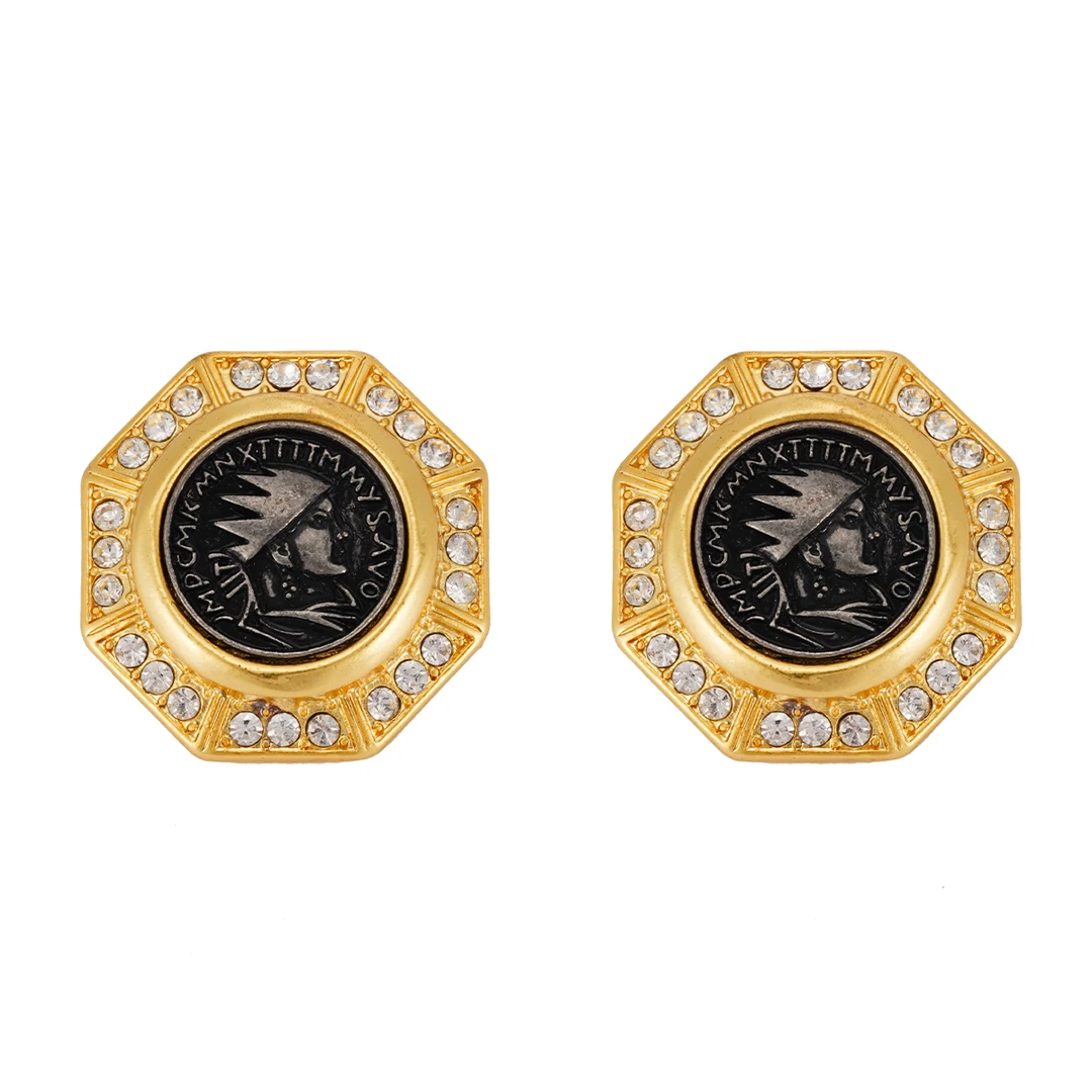 99新  中古 埃及复古女王 金色 金属 耳钉/MJT000242/z