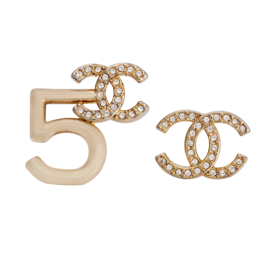 99新 Chanel/香奈儿 耳钉数字5双c不对称/参考价6800/JLP009227/z