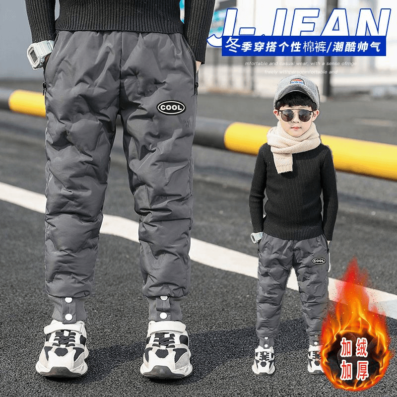 男童棉裤冬季加绒加厚保暖裤一条过冬三层夹棉儿童外穿中大童裤子