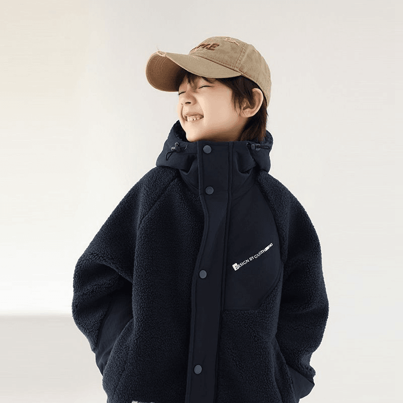 男童连帽外套秋冬季新款加绒加厚开衫童装中大儿童潮