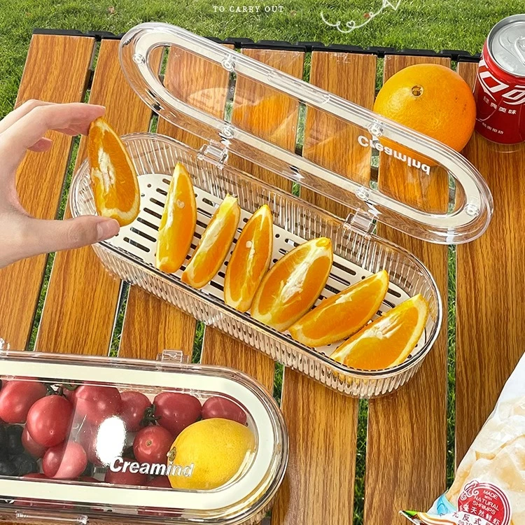 水果便当盒便携外出食品级收纳户外野餐家用透明带盖冰箱保鲜盒