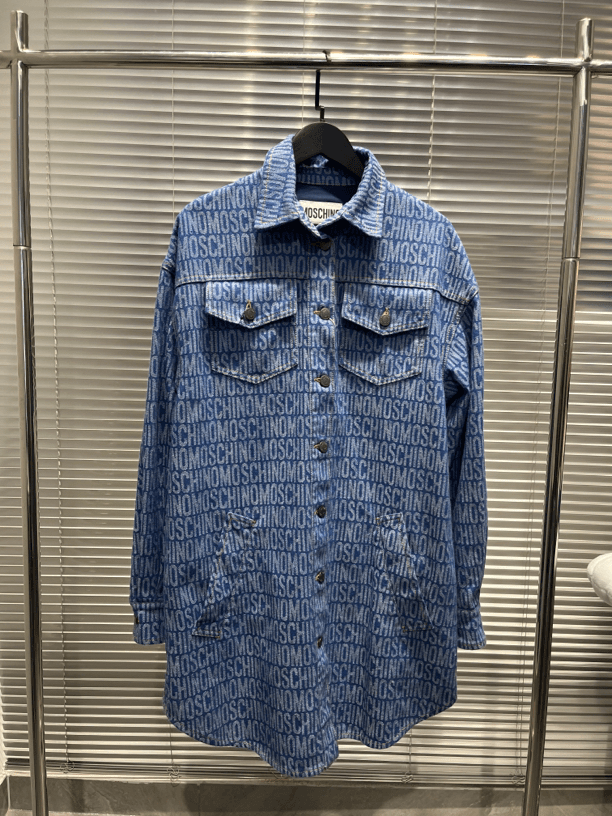 Moschino满印logo牛仔衬衫/38/平台7450/全新