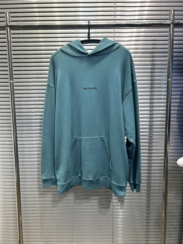 Balenciaga23fw爆款湖水蓝前后刺绣字母帽衫/os s/平台6820/全新