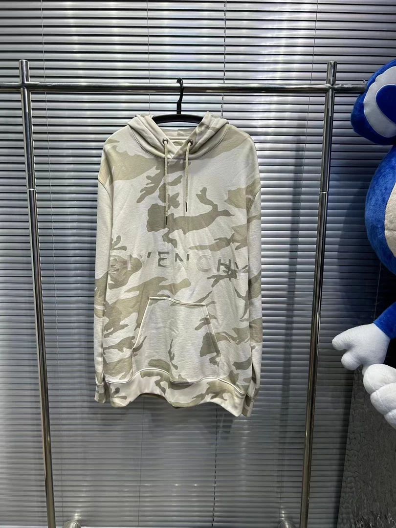 Givenchy 纪梵希经典款 米色迷彩胸前字母logo 米色帽衫