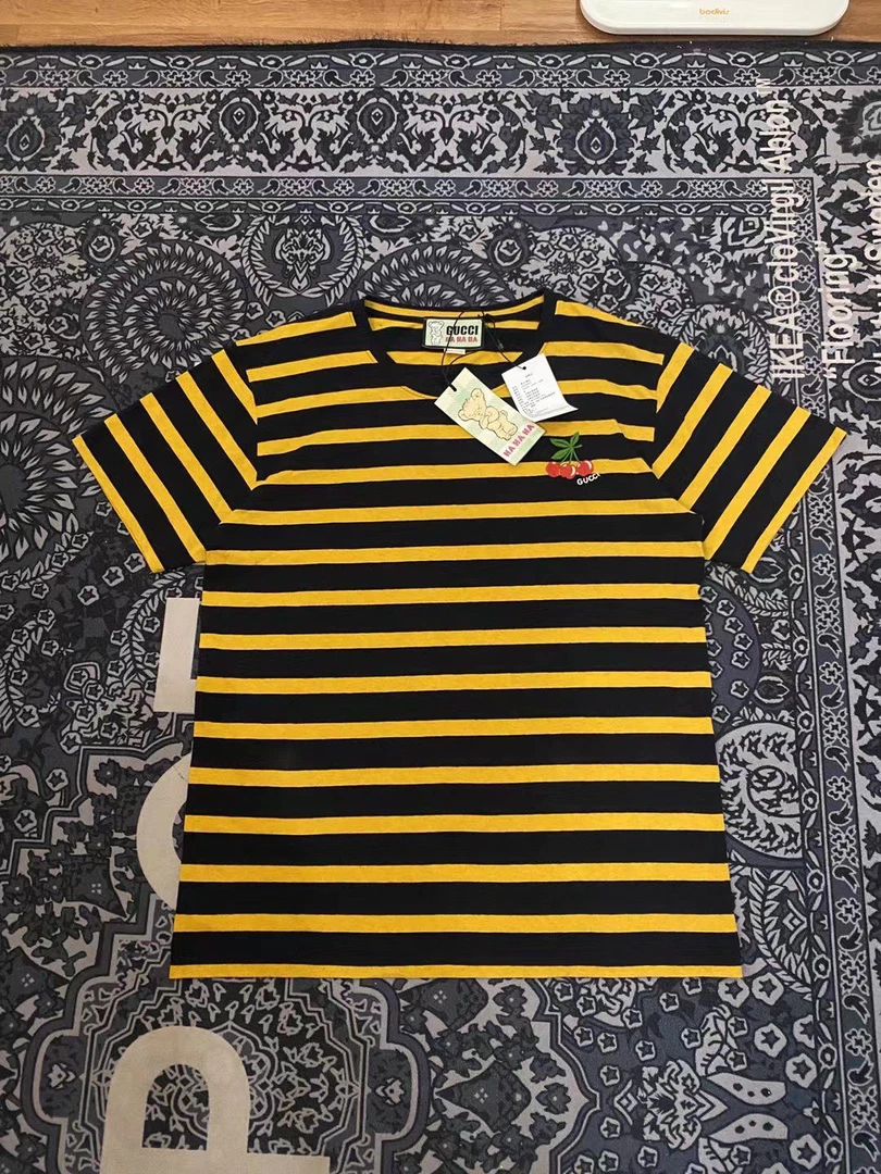 Gucci 2023ss 黄色条纹 樱桃短袖 os m尺码 /全新/工价5000