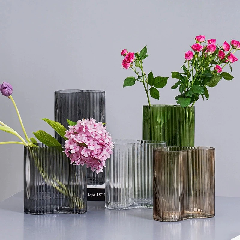 欧美简约时尚风ins透明水培玻璃花瓶摆件 家居软装创意装饰品花器