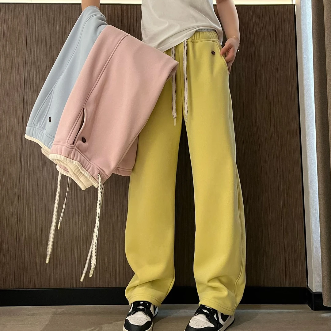 韩版冬款八色遛狗裤窄版弯刀裤加绒撞色腰韩版休闲裤子603