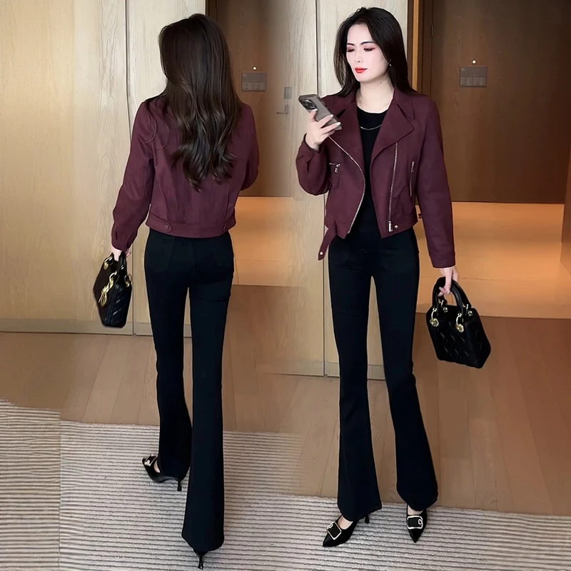 洋气短款外套女春秋装2024新款高级感小个子气质皮夹克休闲上衣