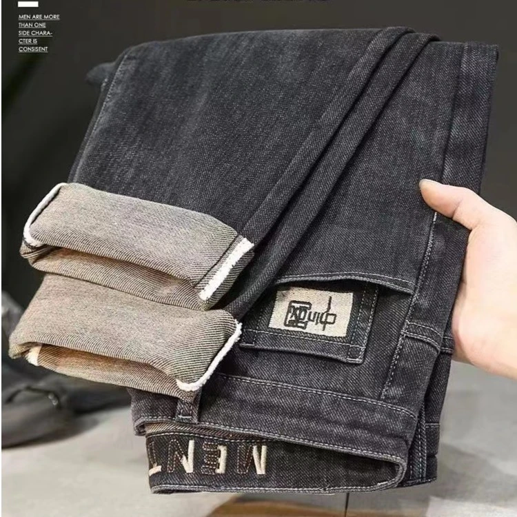 秋冬修身直筒弹力黑色牛仔裤潮流牛仔裤男士百搭休闲时尚