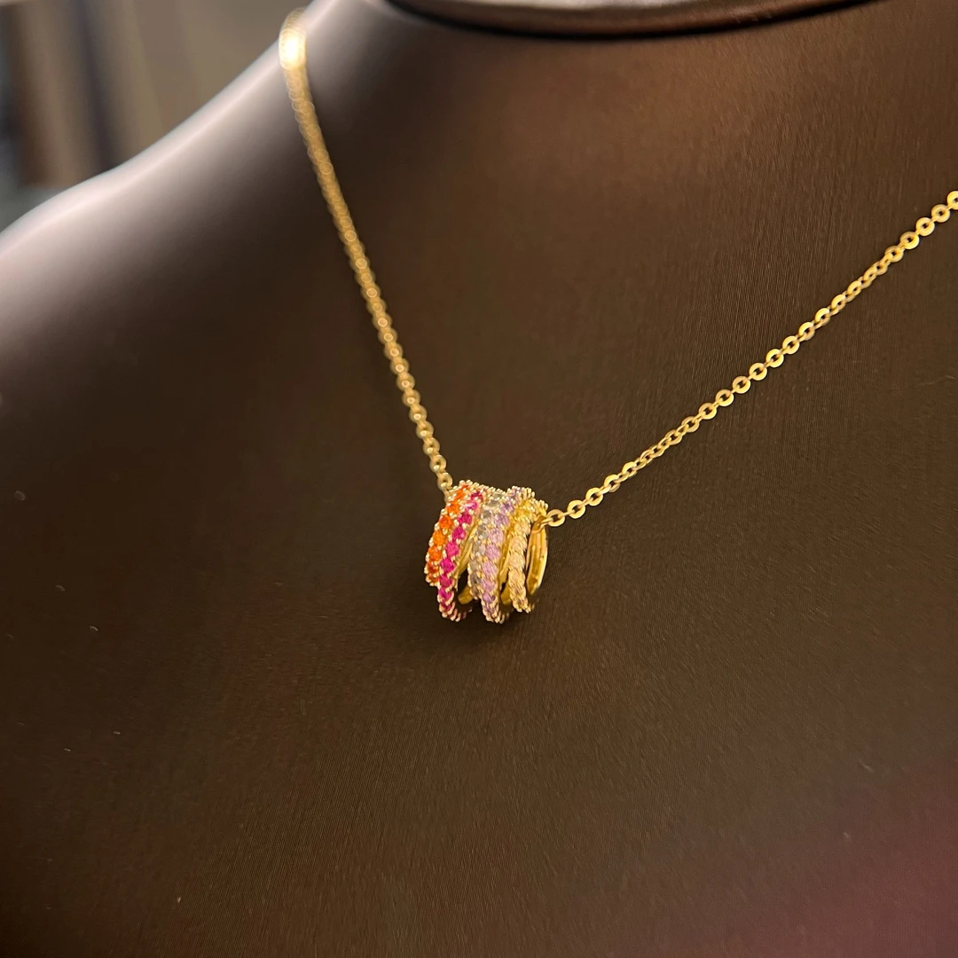 坠链均925银锆石 【时来运转】彩色闪锆原创设计坠链路路通小蛮腰