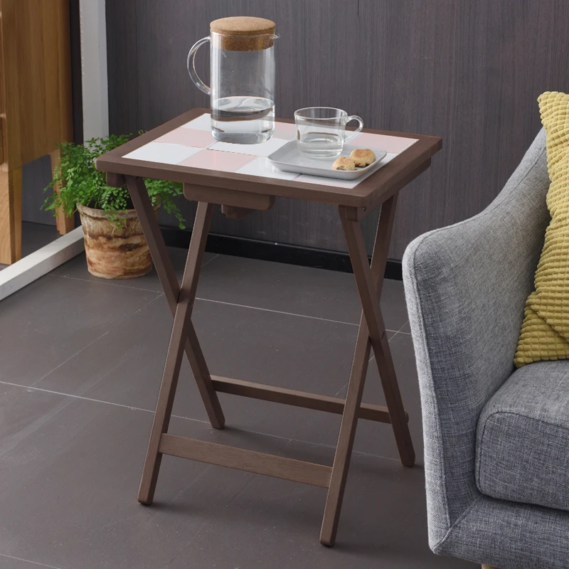 越茂家用实木折叠桌省空间简易小方桌子便携式餐桌厨房吃饭桌简约