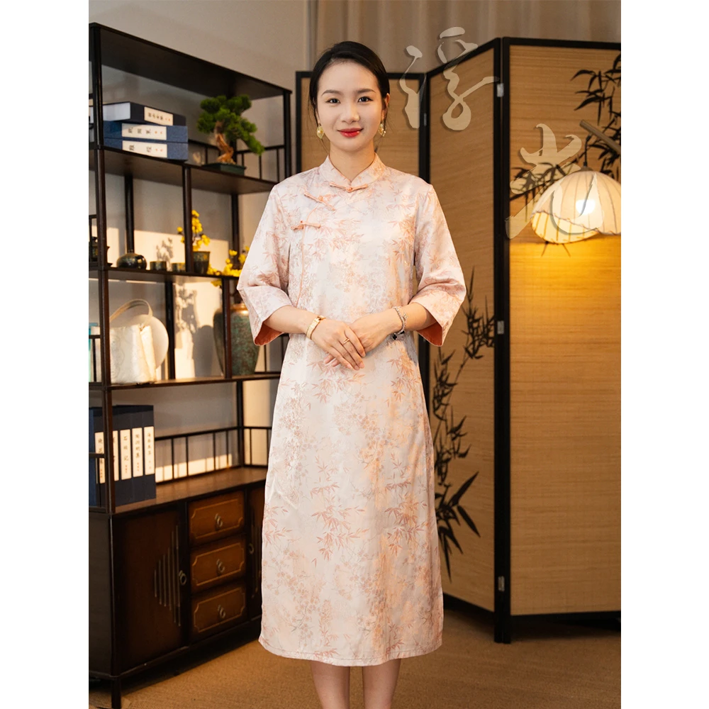 莨丝阁【浮-光】新中式国风夏季立领女装连衣裙