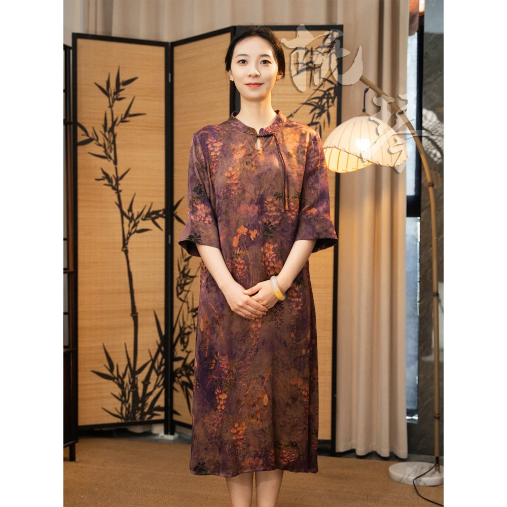 莨丝阁【抚琴】新中式国风夏季立领女装连衣裙
