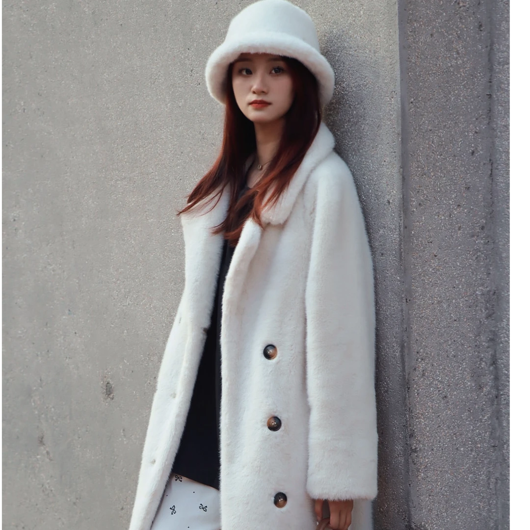 秋冬加厚长款西服领高级气质时尚毛毛大衣女韩版冬装外套2024爆款