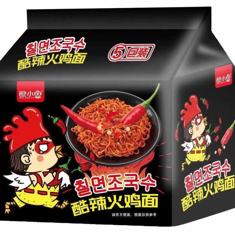 逗小鱼正宗即食冲泡韩式火鸡面袋装批发整箱拌面夜宵速食泡面干拌